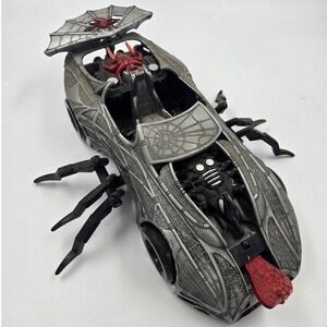 1997 Toy Biz Marvel Spider-Man Spider-Mobile Vehicle Silver Black Spider-Man Toy